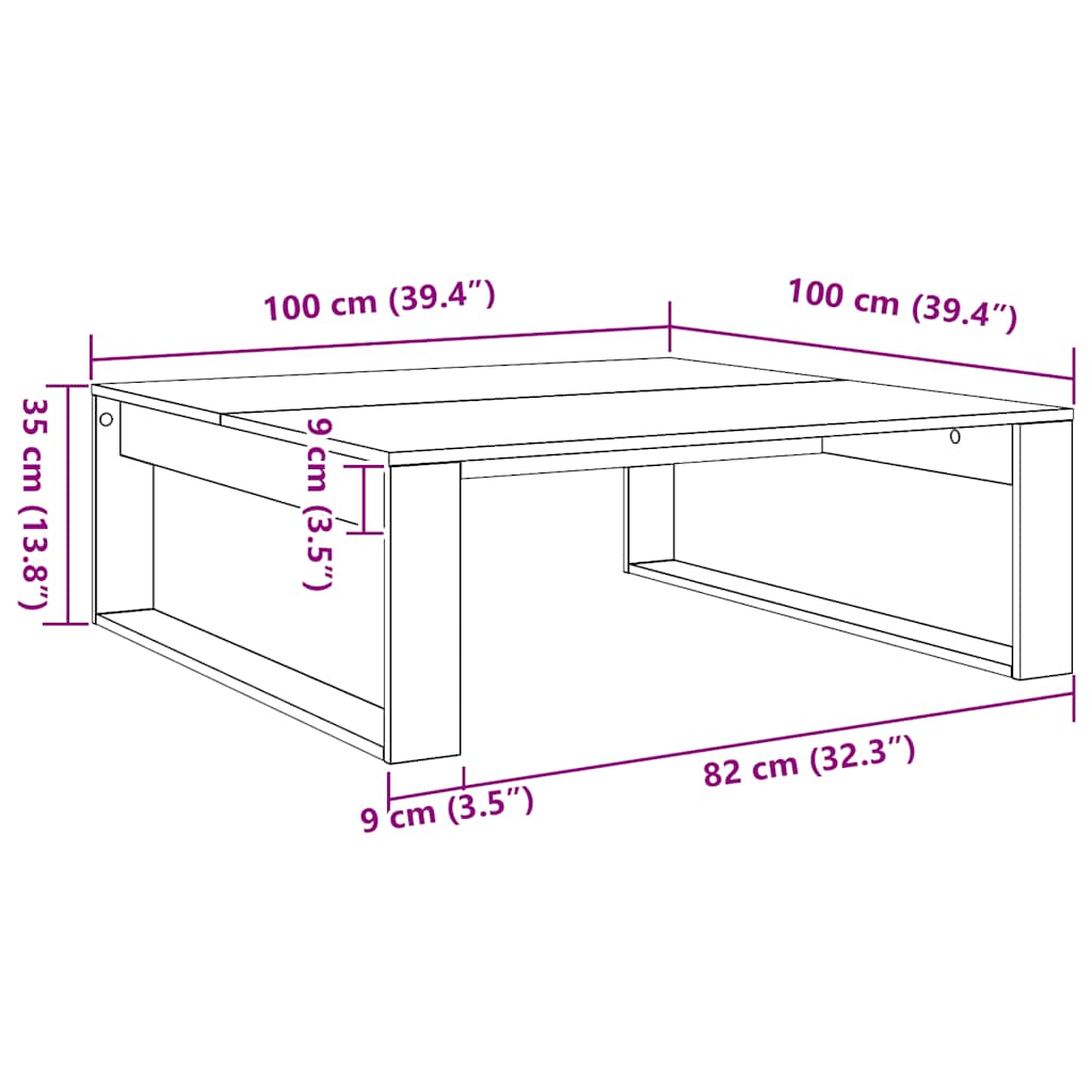 Coffee Table Artisan Oak 100x100x35 cm Engineered Wood