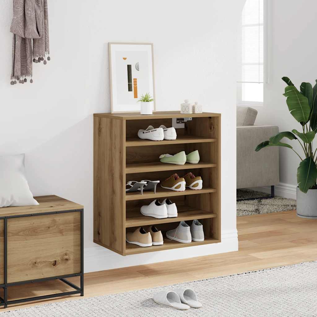 Shoe Cabinet Artisan Oak 60x35x70 cm Engineered Wood