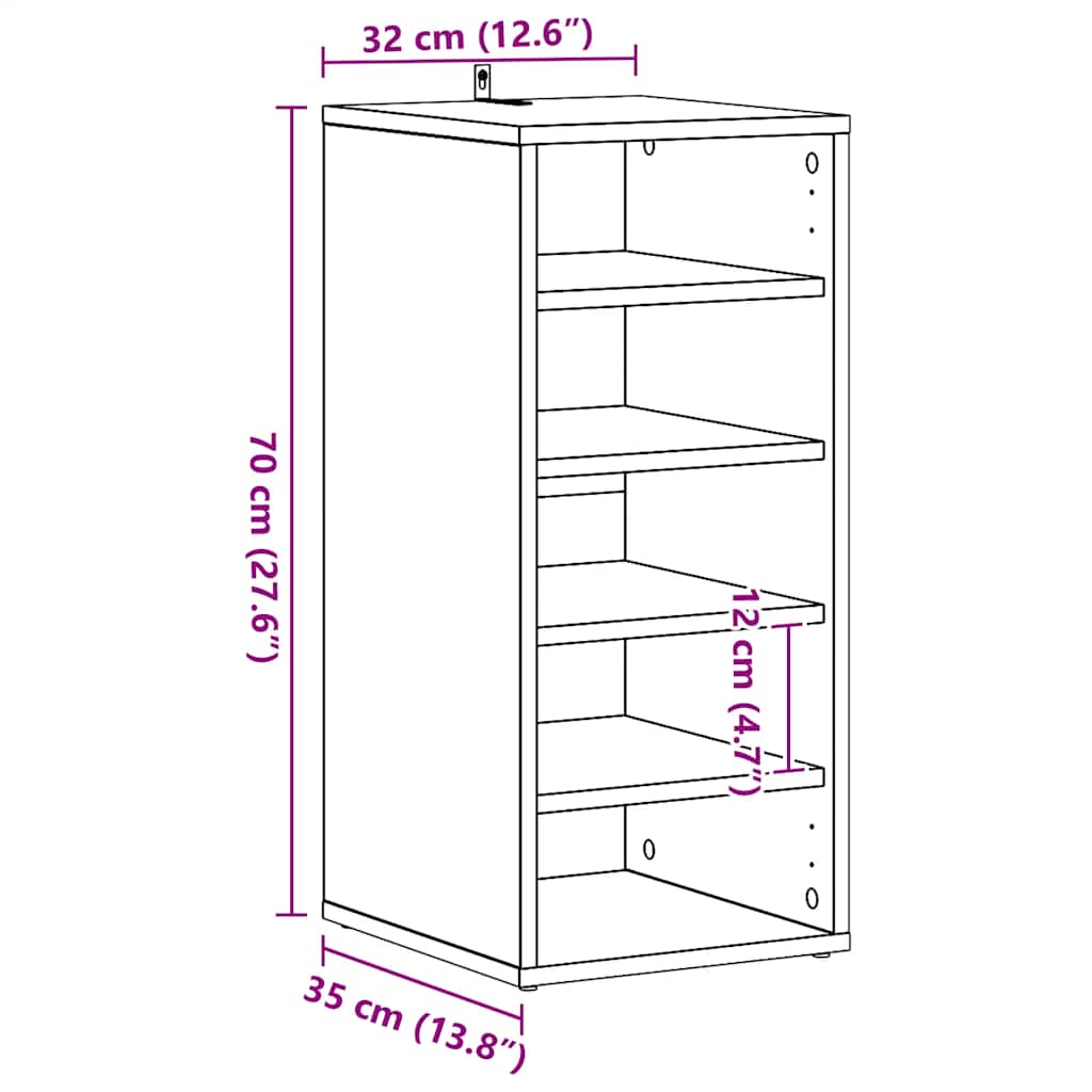 Shoe Cabinet Old Wood 32x35x70 cm Engineered Wood