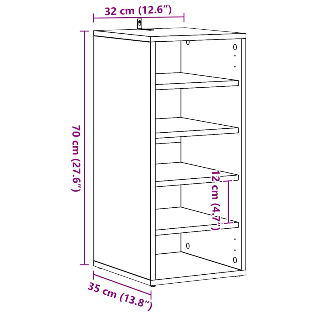 Shoe Cabinet Artisan Oak 32x35x70 cm Engineered Wood