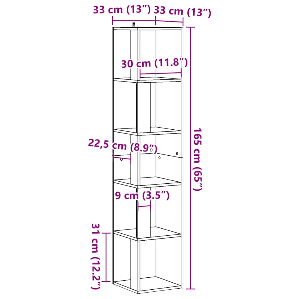 Corner Cabinet Old Wood 33x33x165 cm Engineered Wood
