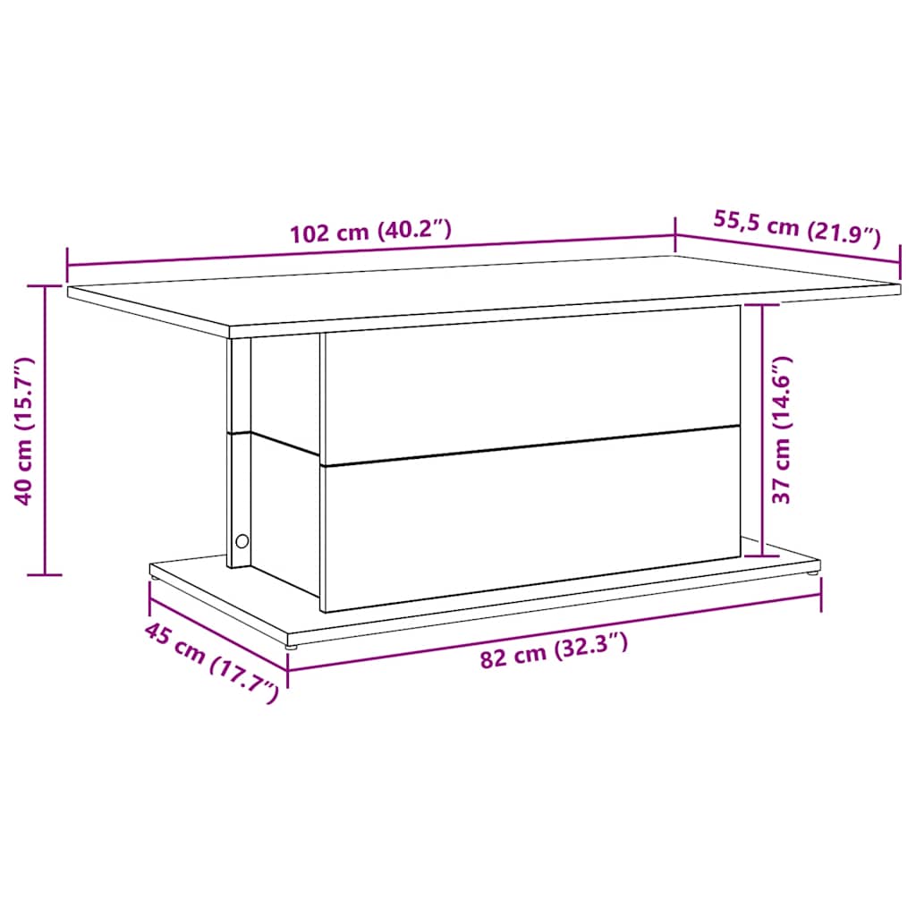 Coffee Table Artisan Oak 102x55.5x40 cm Engineered Wood