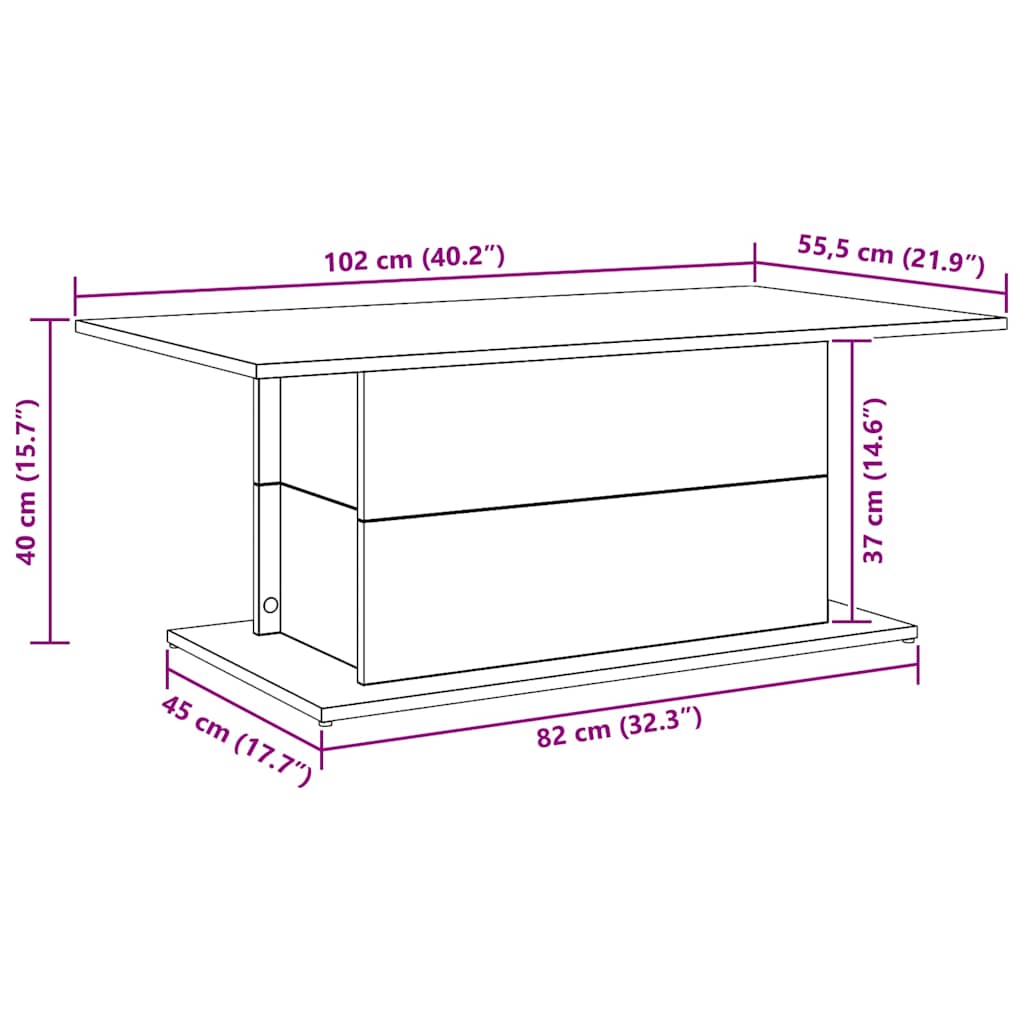 Coffee Table Artisan Oak 102x55,5x40 cm Engineered Wood