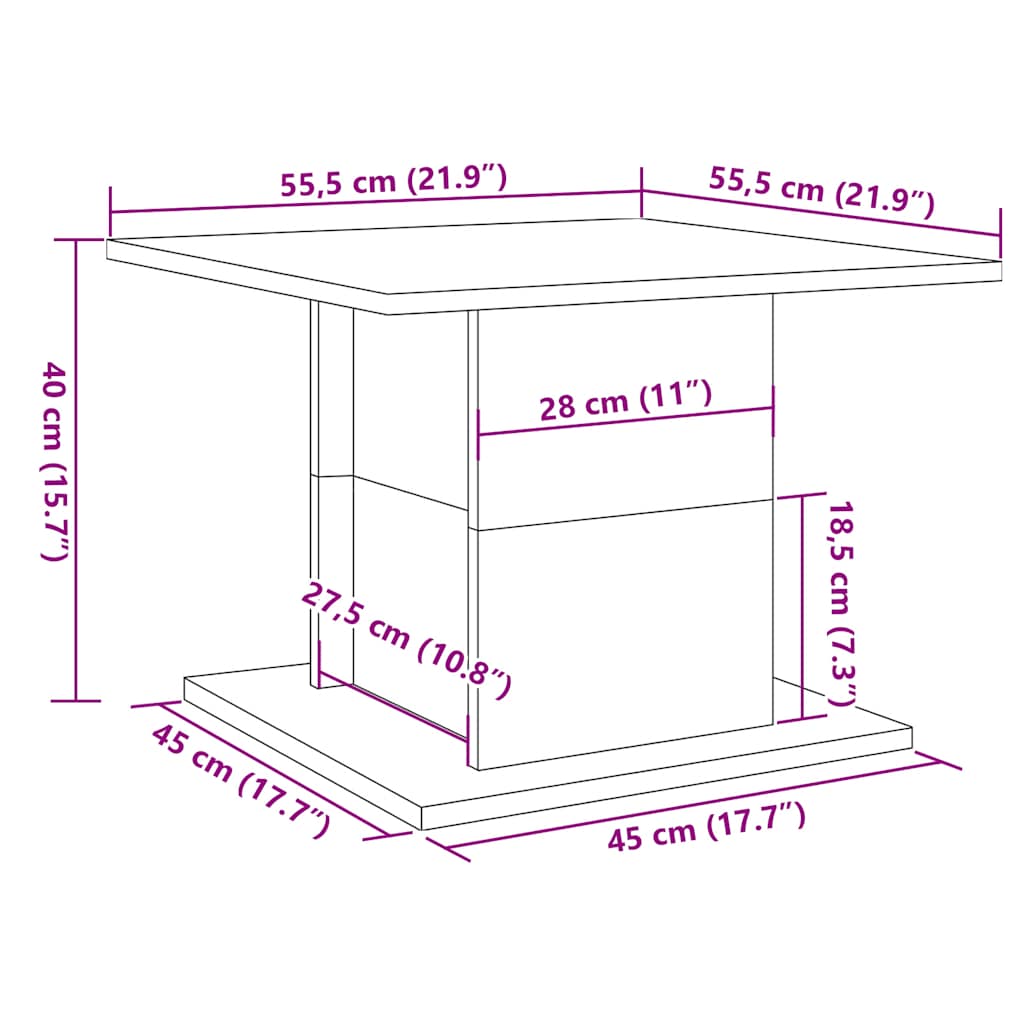 Coffee Table Old Wood 55,5x55,5x40 cm Engineered Wood