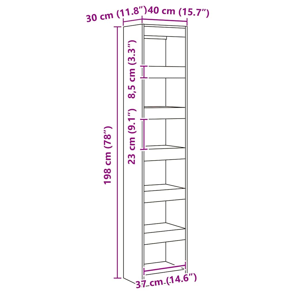 Book Cabinet/Room Divider Artisan Oak 40x30x198 cm