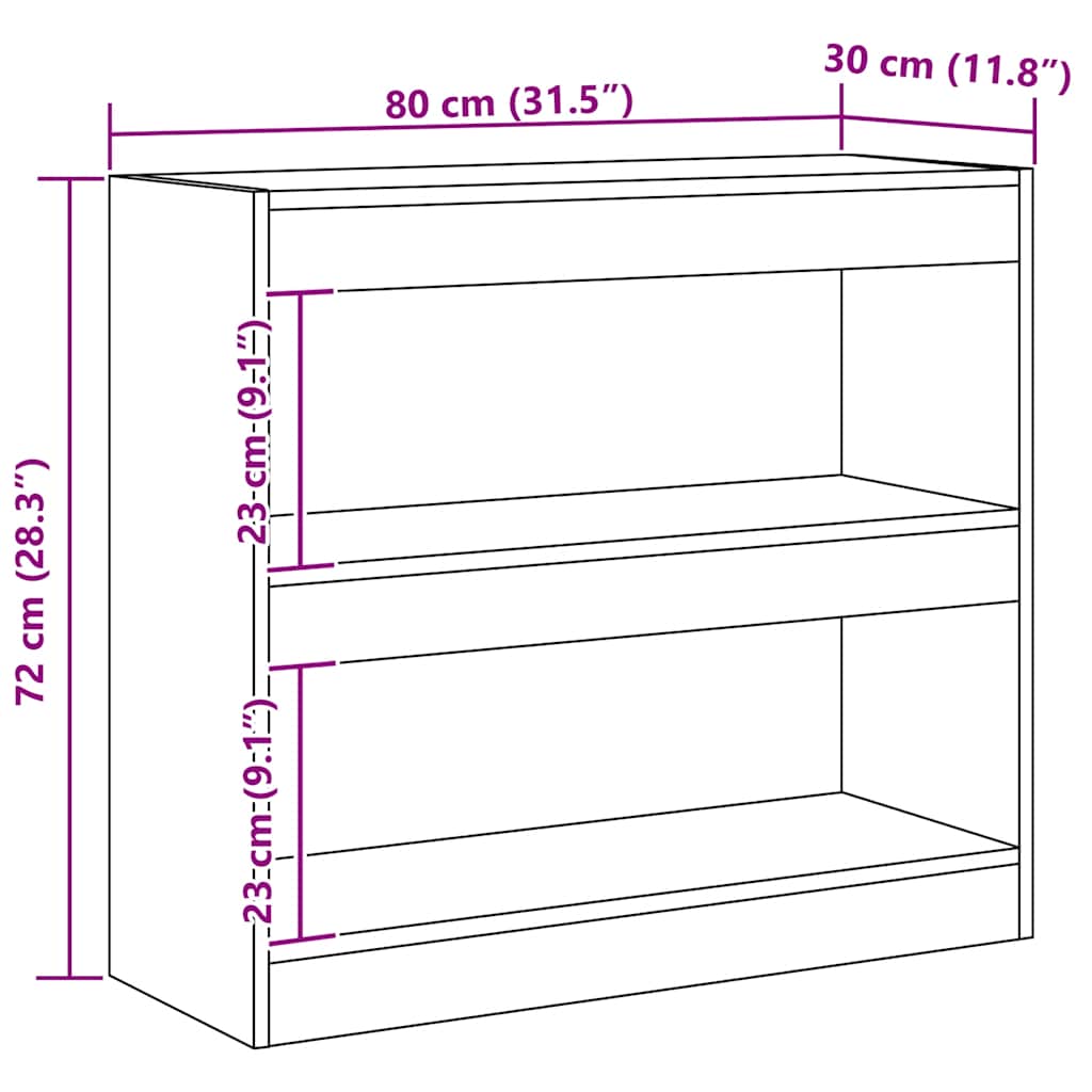 Book Cabinet/Room Divider Artisan Oak 80x30x72 cm