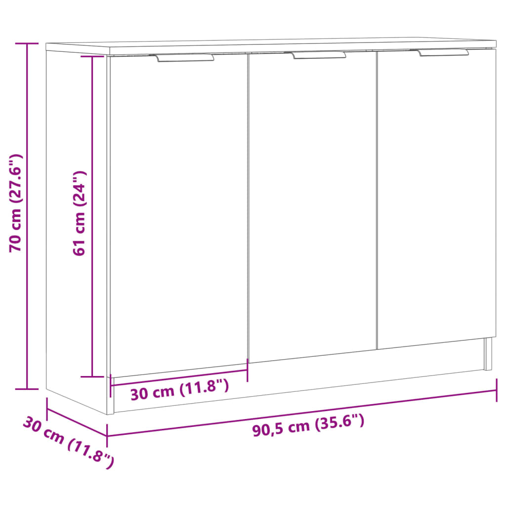 Sideboard Old Wood 90.5x30x70 cm Engineered Wood