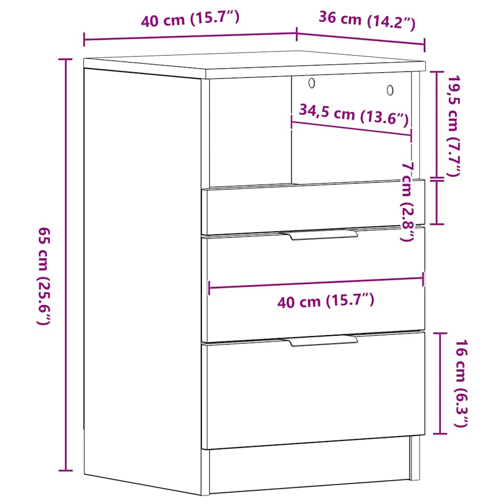 Bedside Cabinets 2 pcs Old Wood 40x36x65 cm Engineered Wood