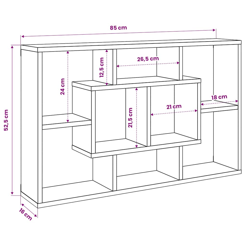 Wall Shelf Old Wood 85x16x52.5 cm Engineered Wood