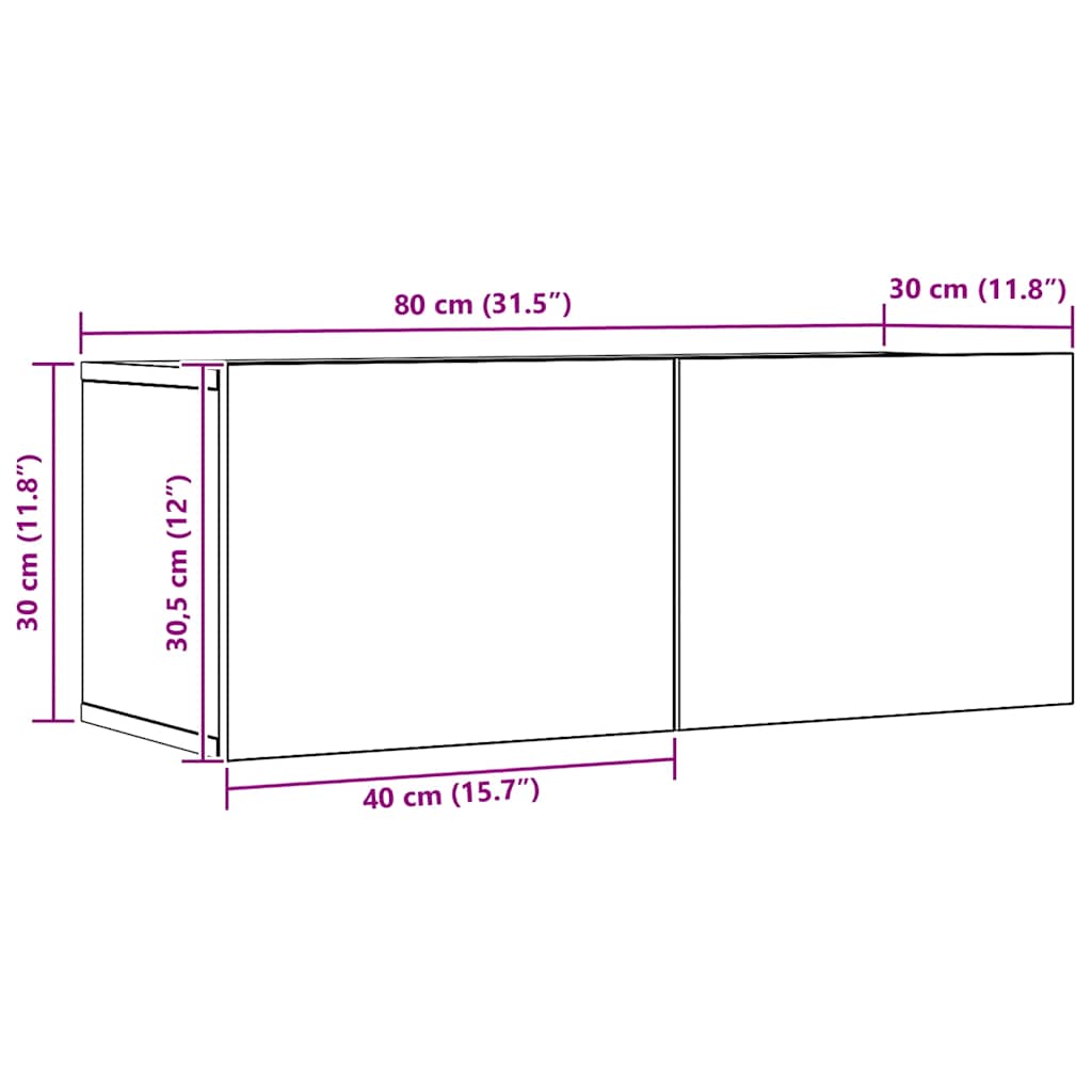 TV Cabinets Wall-mounted 2 pcs Artisian Oak 80x30x30 cm