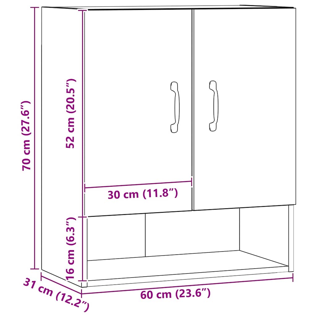 Wall Cabinet Artisan Oak 60x31x70 cm Engineered Wood