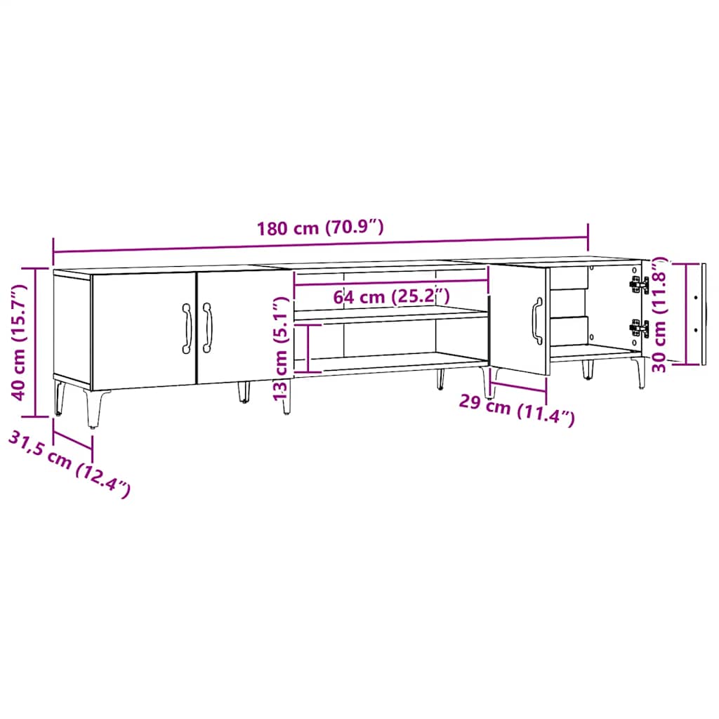 TV Cabinet Artisian Oak 180x31.5x40 cm Engineered Wood