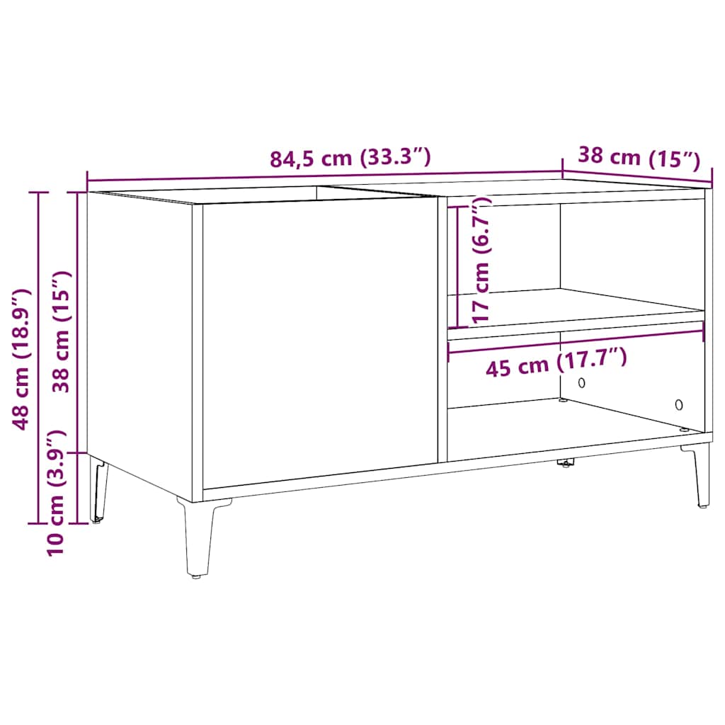 Record Cabinet Old Wood 84,5x38x48 cm Engineered Wood