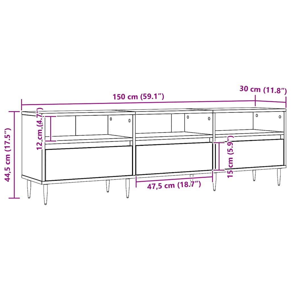 TV Cabinet Artisan Oak 150x30x44.5 cm Engineered Wood