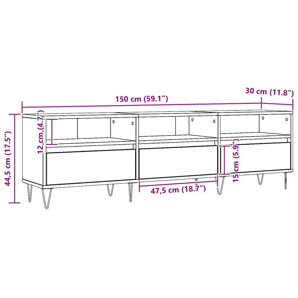 TV Cabinet Artisan Oak 150x30x44.5 cm Engineered Wood