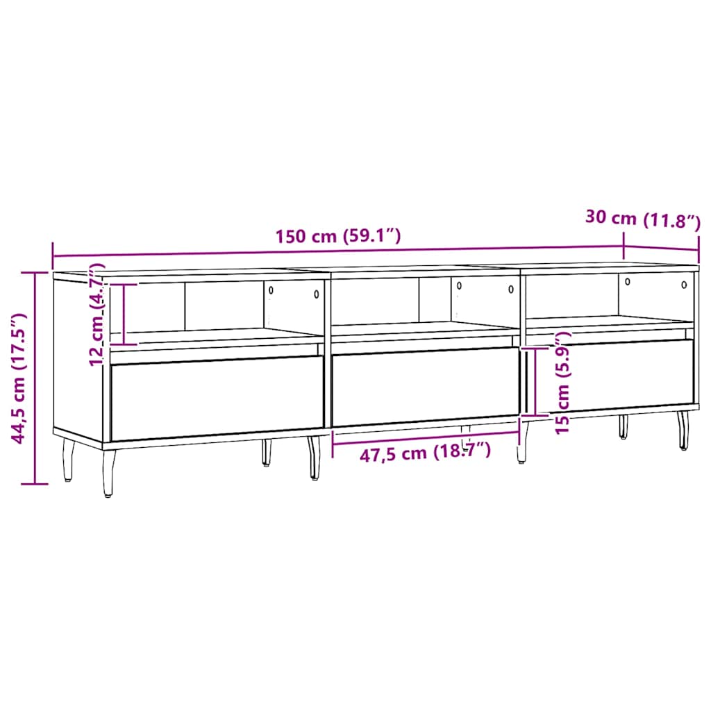 TV Cabinet Artisan Oak 150x30x44.5 cm Engineered Wood