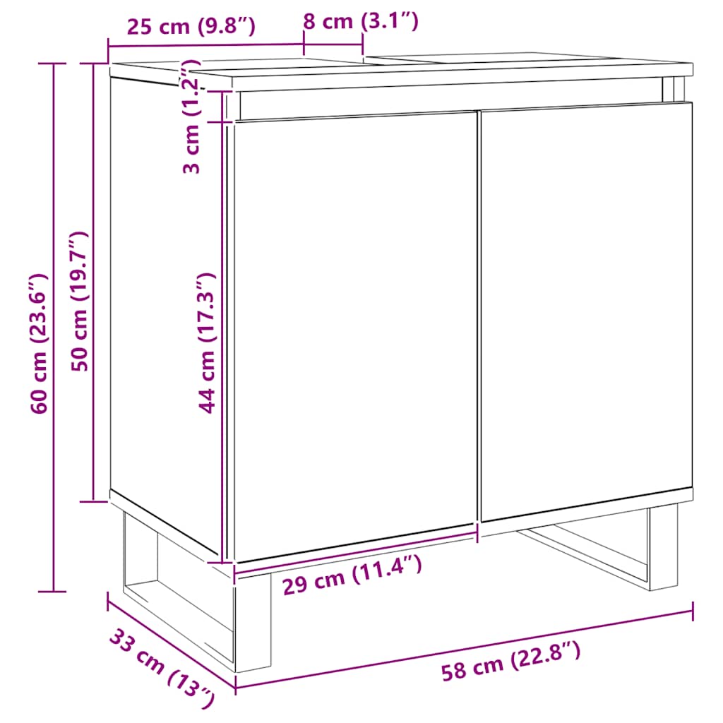 Bathroom Cabinet Artisan Oak 58x33x60 cm Engineered Wood