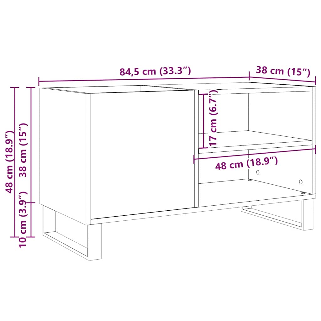 Record Cabinet Old Wood 84.5x38x48 cm Engineered Wood