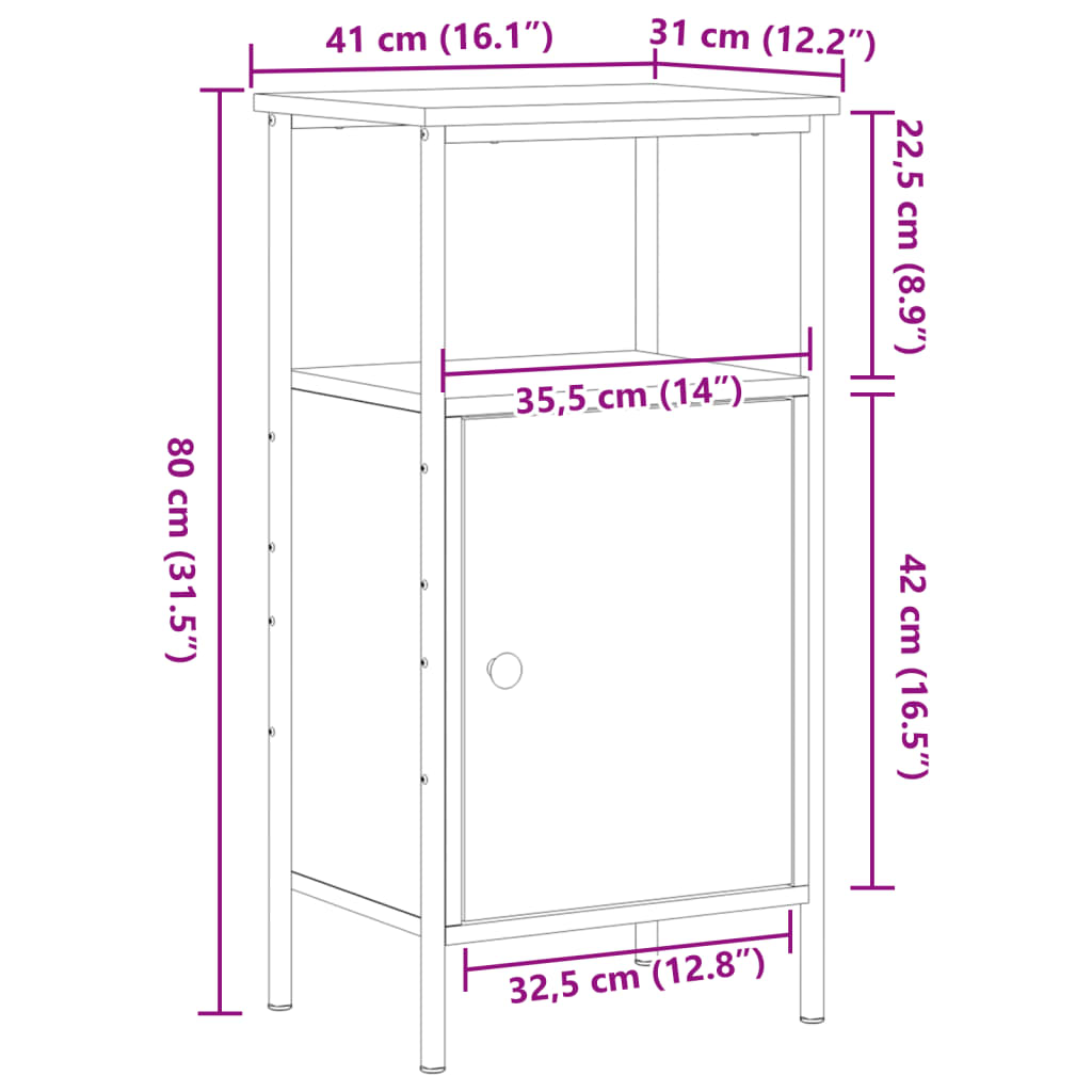 Bedside Cabinet Old Wood 41x31x80 cm Engineered Wood
