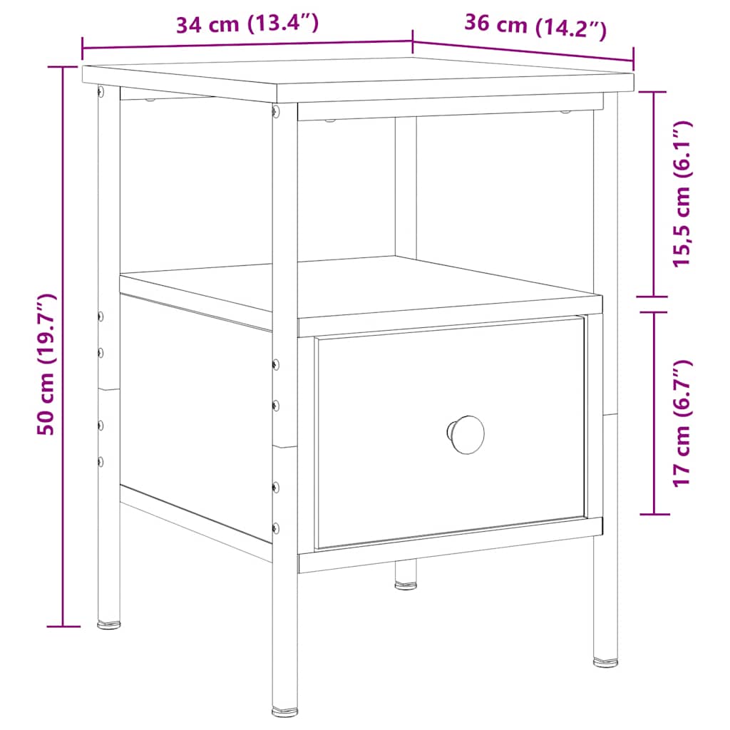 Bedside Cabinets 2 pcs Artisan Oak 34x36x50 cm Engineered Wood