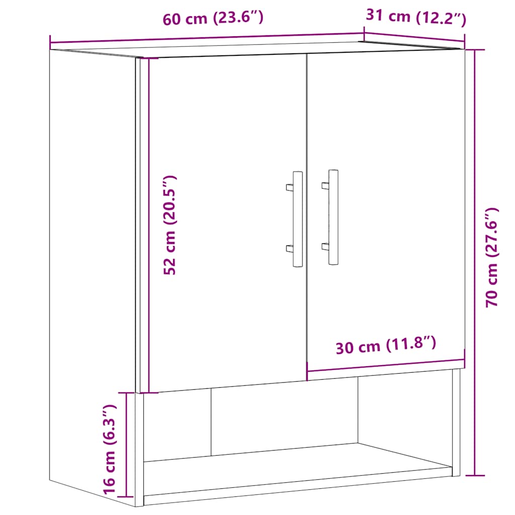 Wall Cabinet Old Wood 60x31x70 cm Engineered Wood