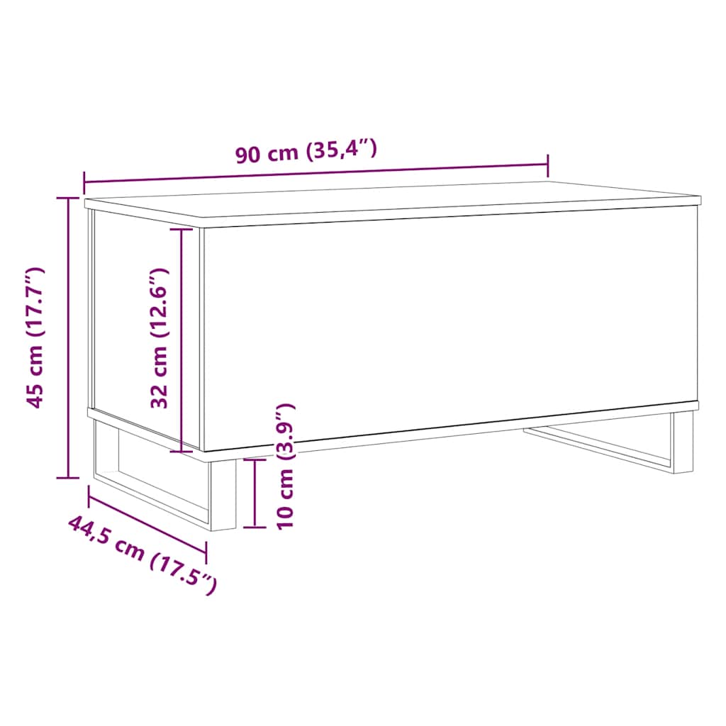 Coffee Table Artisan Oak 90x44.5x45 cm Engineered Wood
