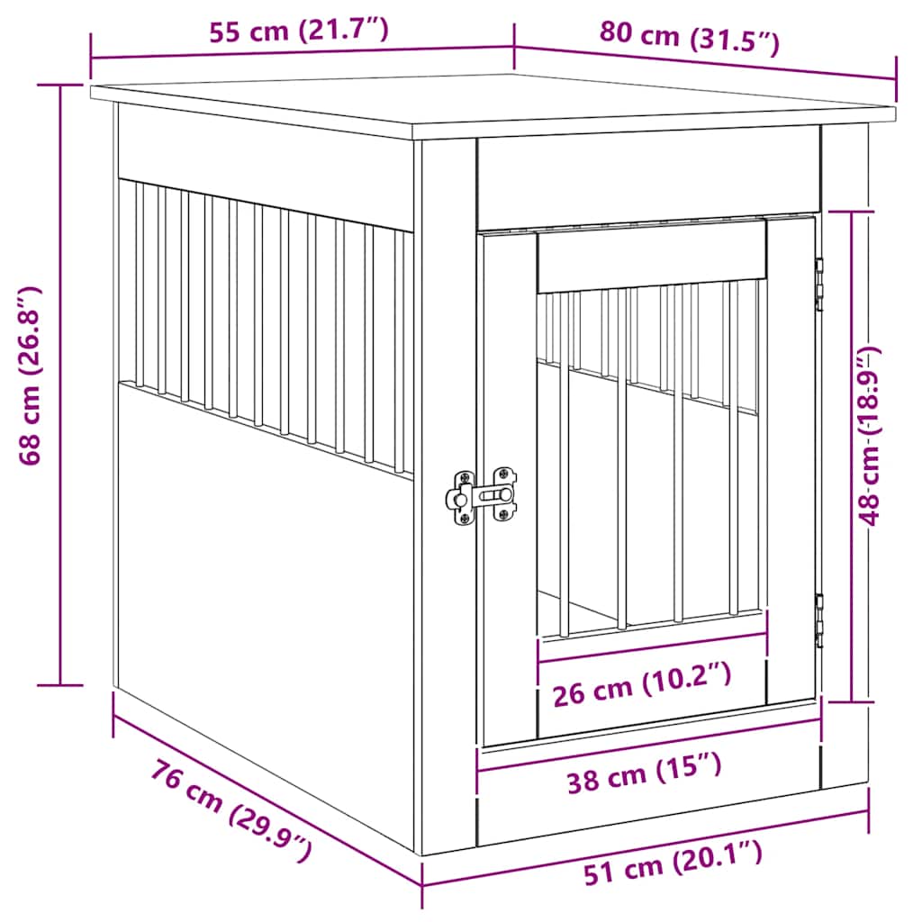 Dog Crate Furniture Artisan Oak 55x80x68 cm Engineered Wood