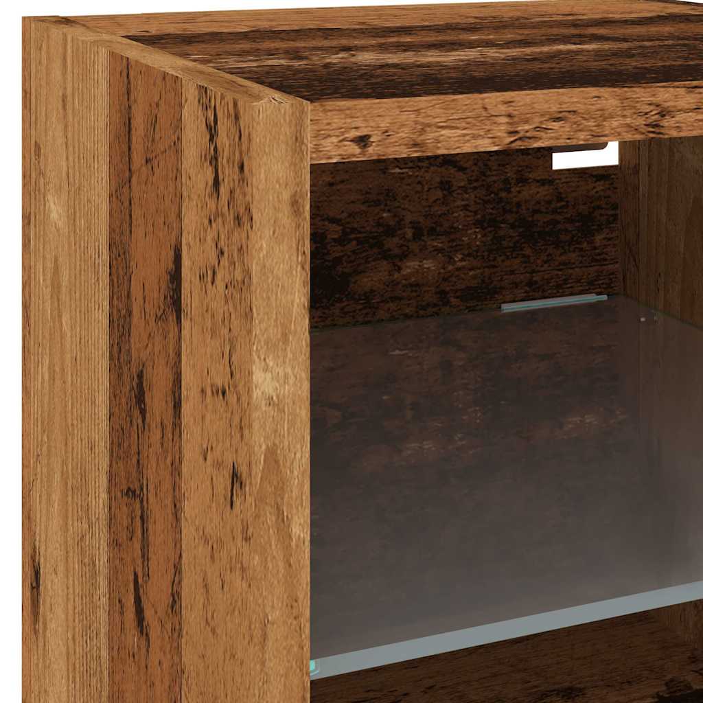 TV Wall Cabinet with LED Lights Old Wood 30x28,5x30 cm