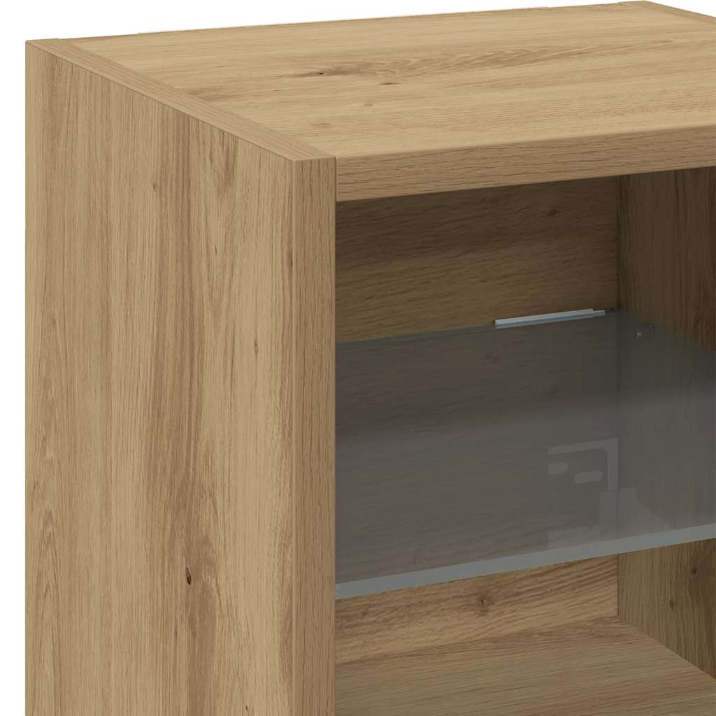 TV Wall Cabinets with LED Lights 2 pcs Artisan Oak 30x28,5x30 cm