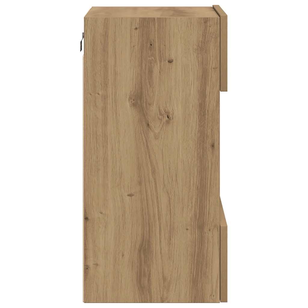 Wall Cabinets with LED Lights for TV 2 pcs Artisan Oak 40x30x60,5 cm