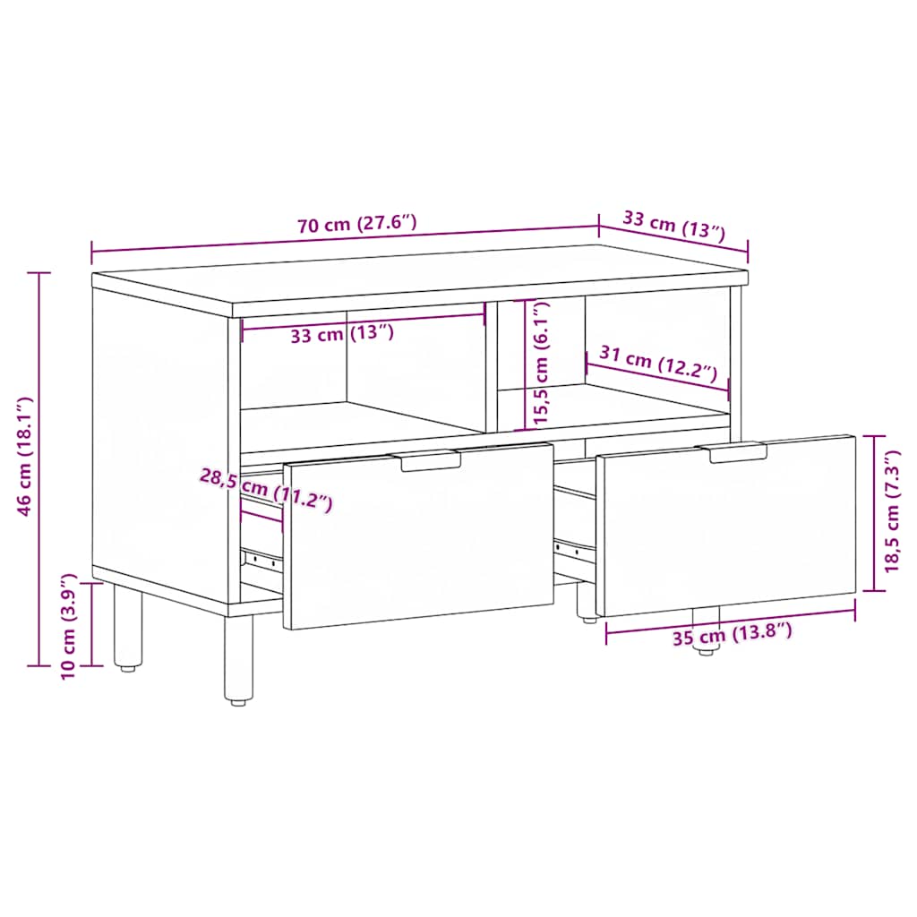TV Cabinet Black 70x33x46 cm Engineered Wood