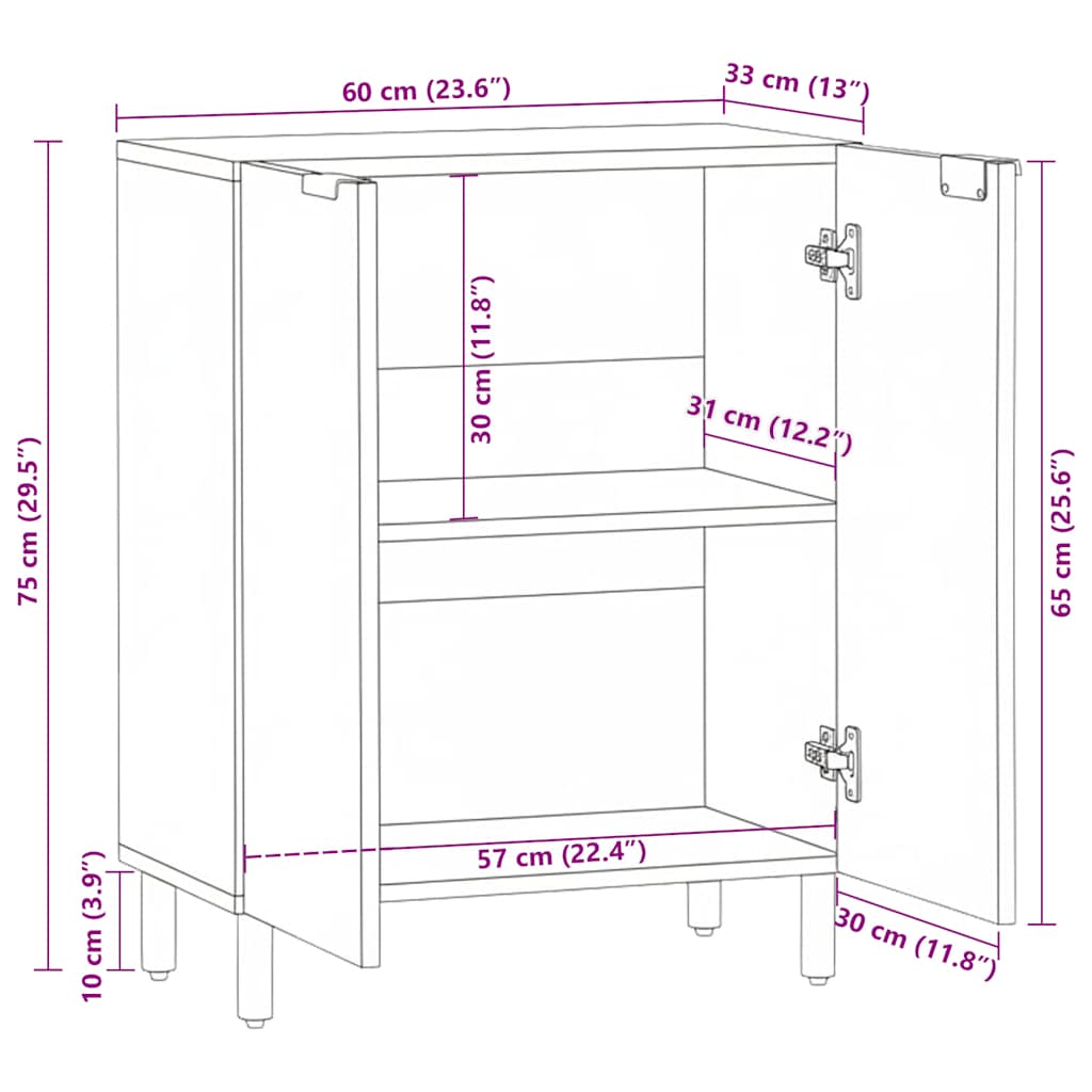Sideboard Black 60x33x75 cm Engineered Wood