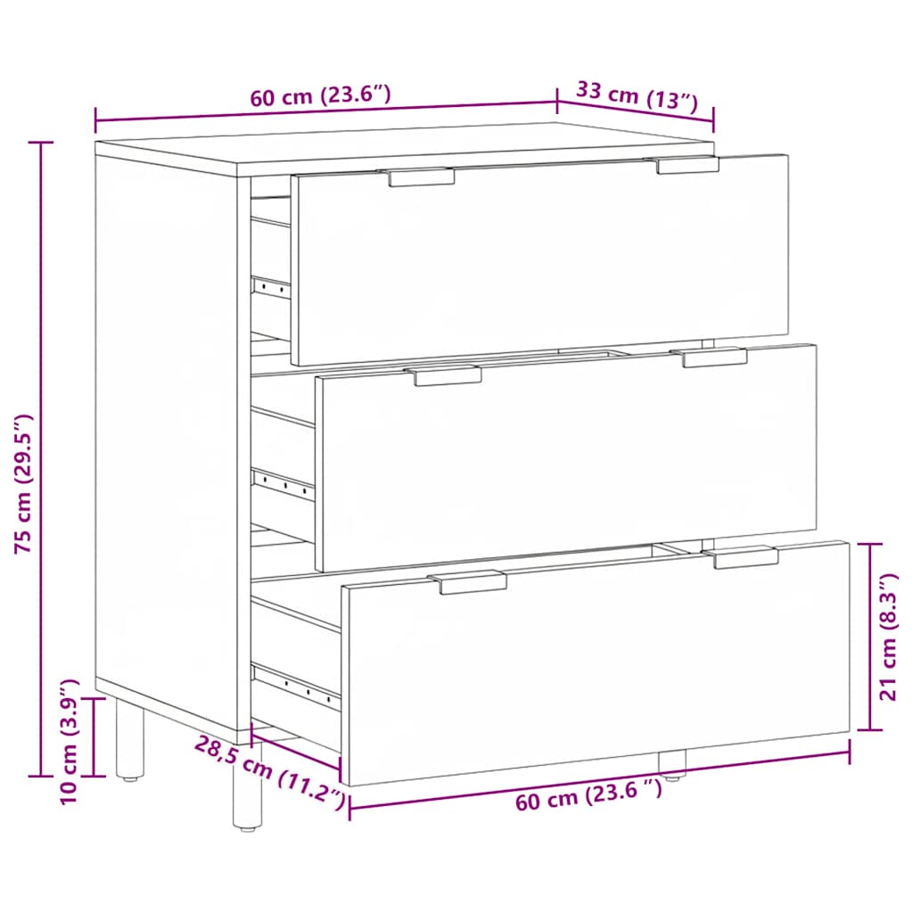 Sideboard Black 60x33x75 cm Engineered Wood