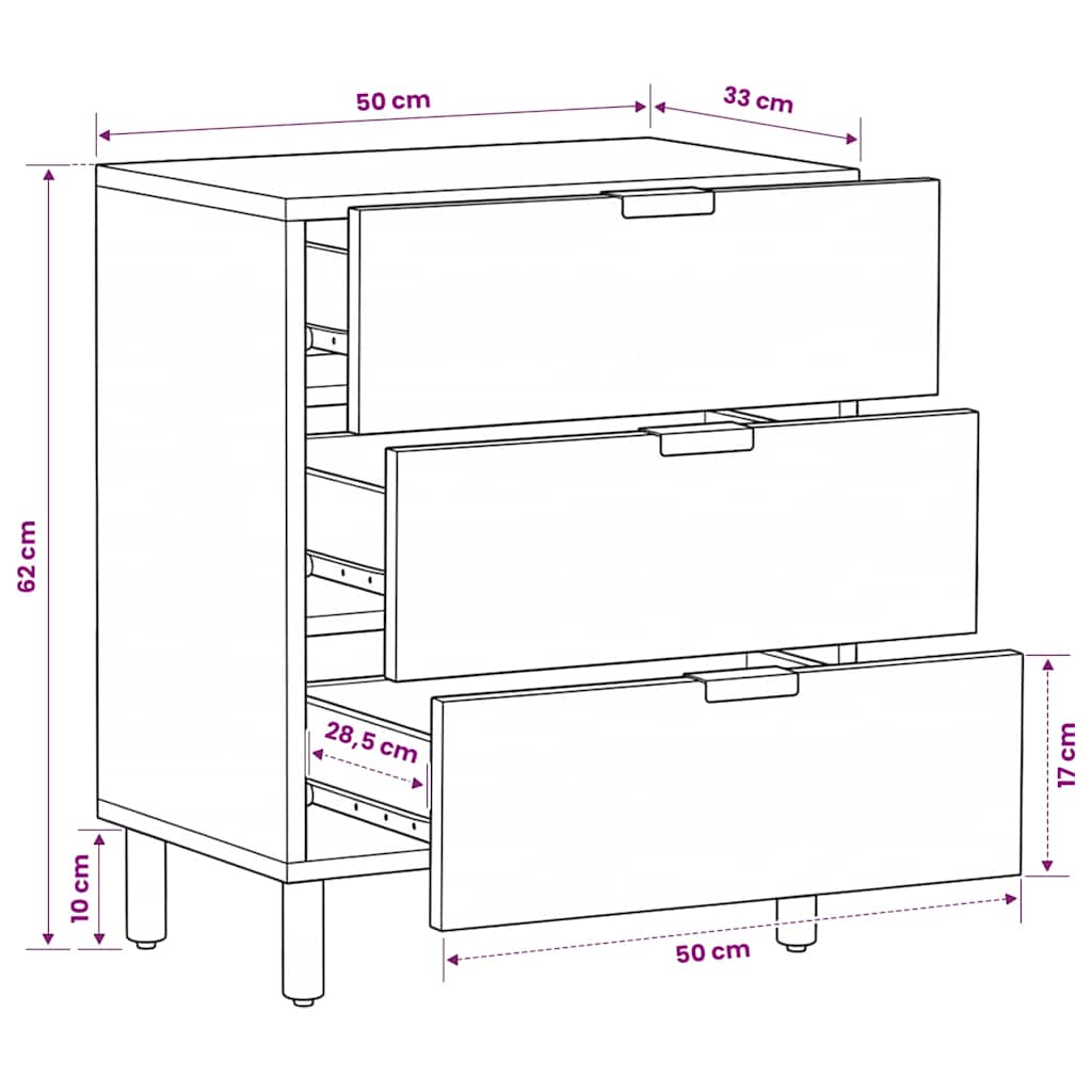 Bedside Cabinet Black 50x33x62 cm Engineered Wood
