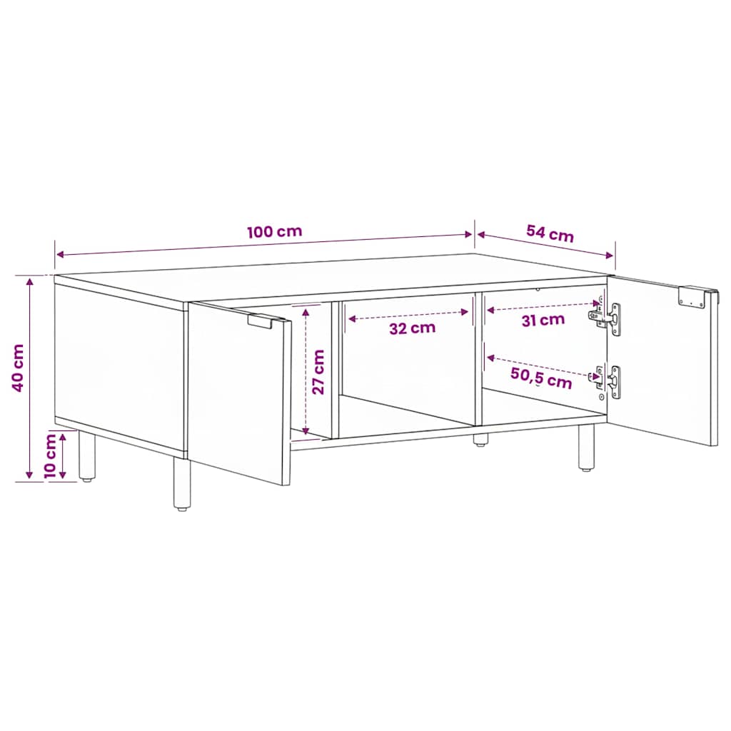 Coffee Table Black 100x54x40 cm Engineered Wood