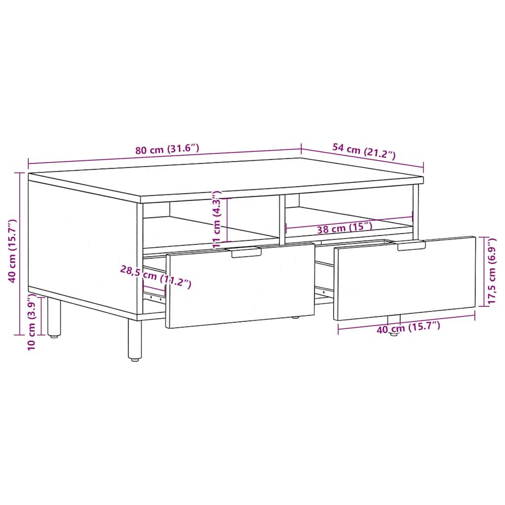 Coffee Table Black 80x54x40 cm Engineered Wood