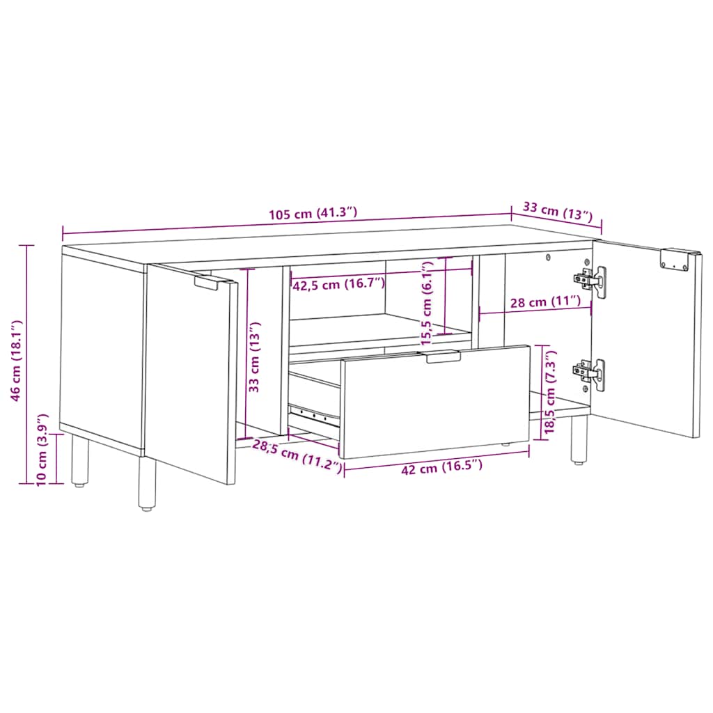 TV Cabinet Black 105x33x46 cm Engineered Wood
