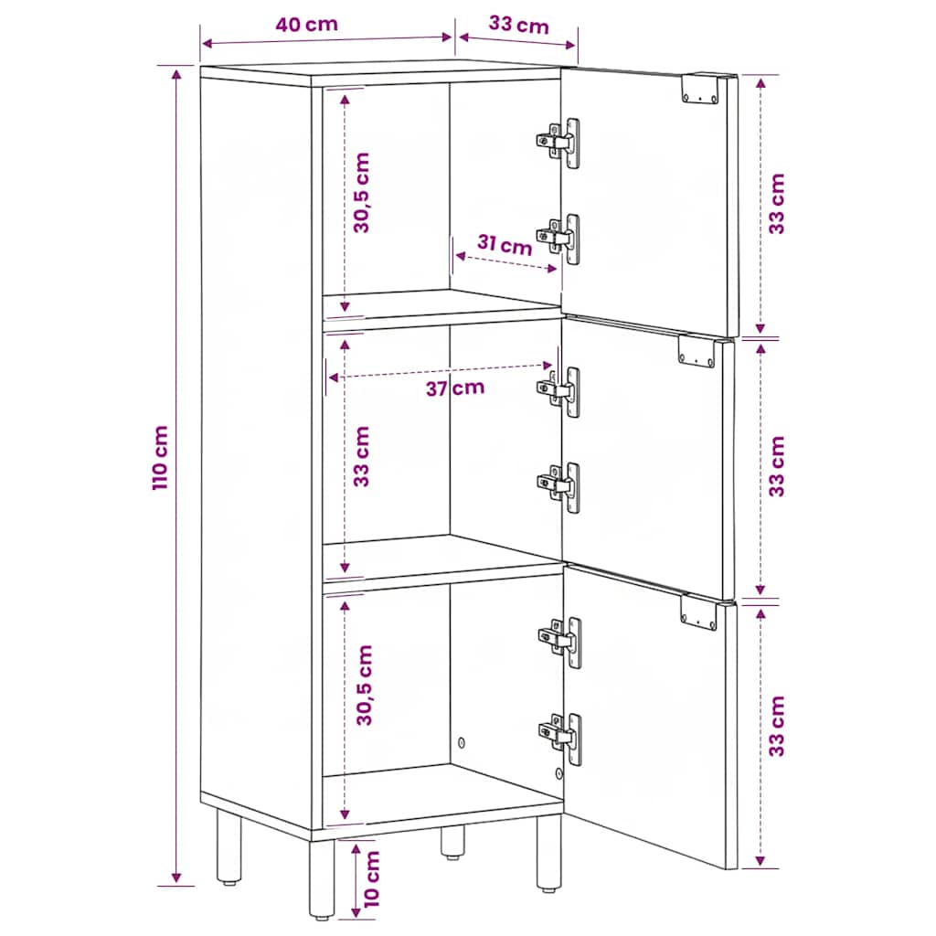 Highboard Black 40x33x110 cm Engineered Wood