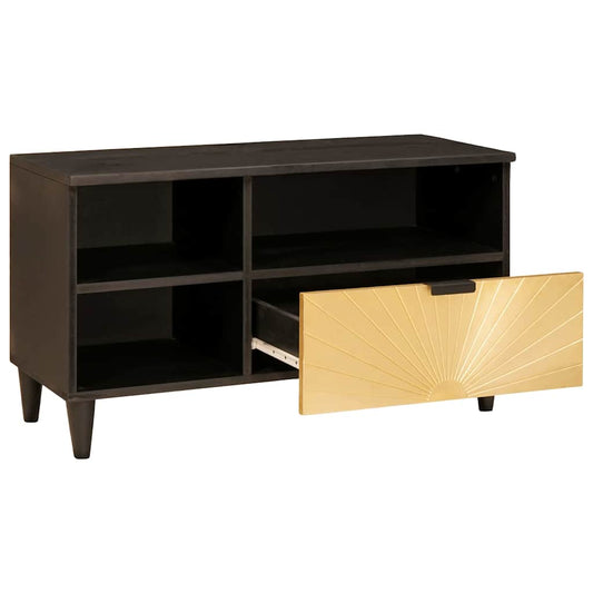 TV Cabinet Black and Gold 80 x 33 x 46 cm Engineered Wood
