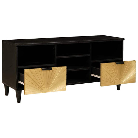 TV Cabinet Black and Gold 100 x 33 x 46 cm Engineered Wood