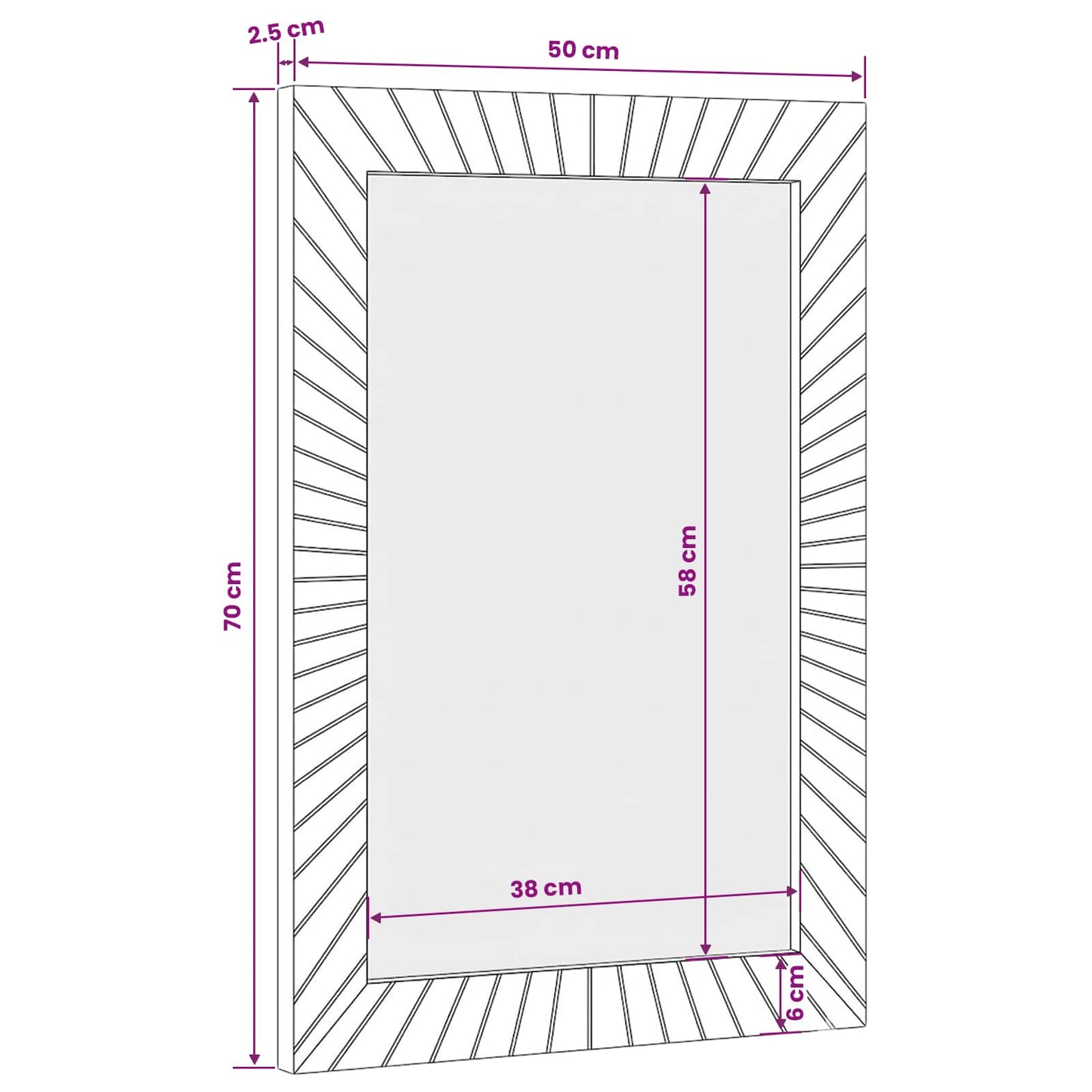 Bathroom Mirror Wall-mounted with Mirror Gold 50 x 2.5 x 70 cm