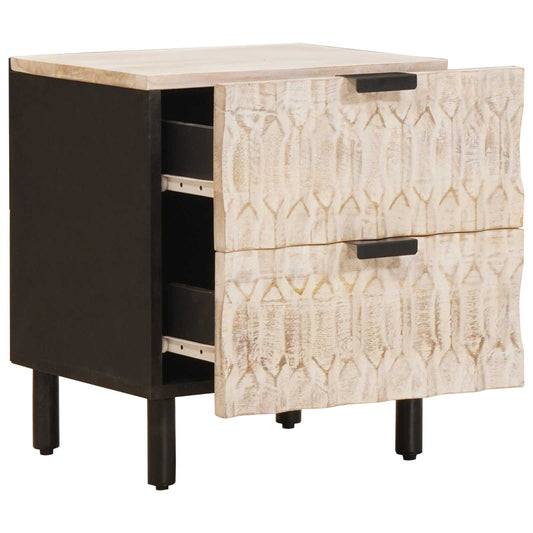 Bedside Cabinet White 40 x 33 x 46 cm Solid Mango Wood