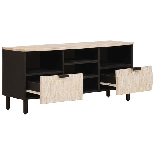 TV Cabinet White Wash Finish 100 x 33 x 46 cm Solid Mango Wood
