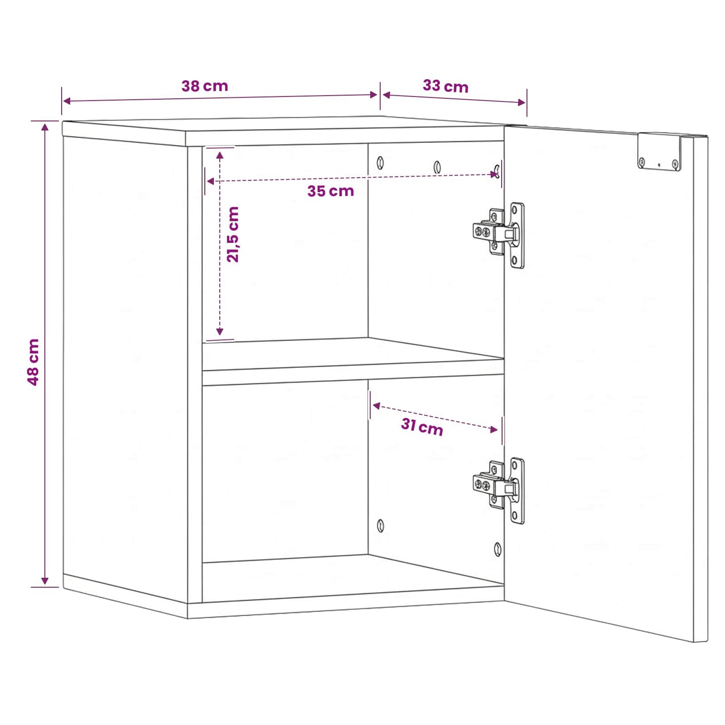 Bathroom Hanging Cabinet White 38 x 33 x 48 cm Solid Mango Wood