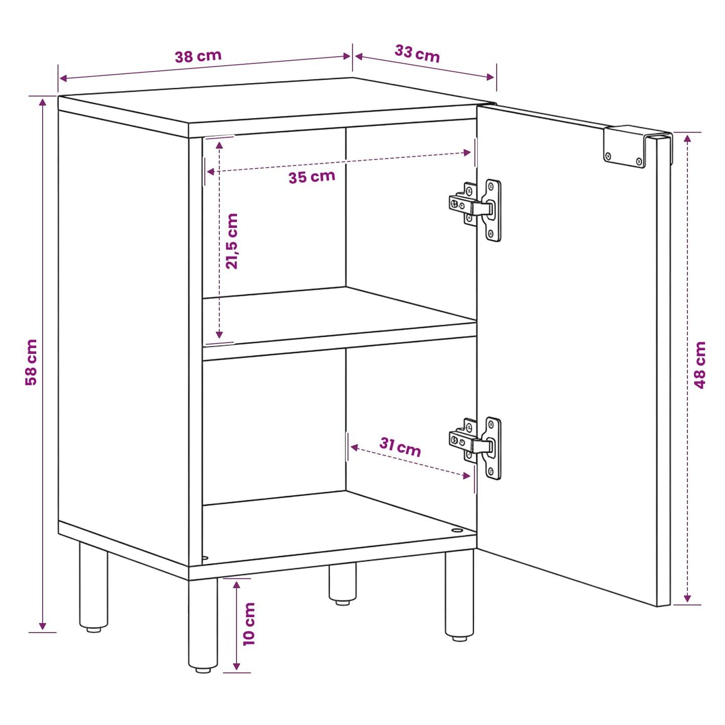 Bathroom Cabinet White 38 x 33 x 58 cm Solid Mango Wood