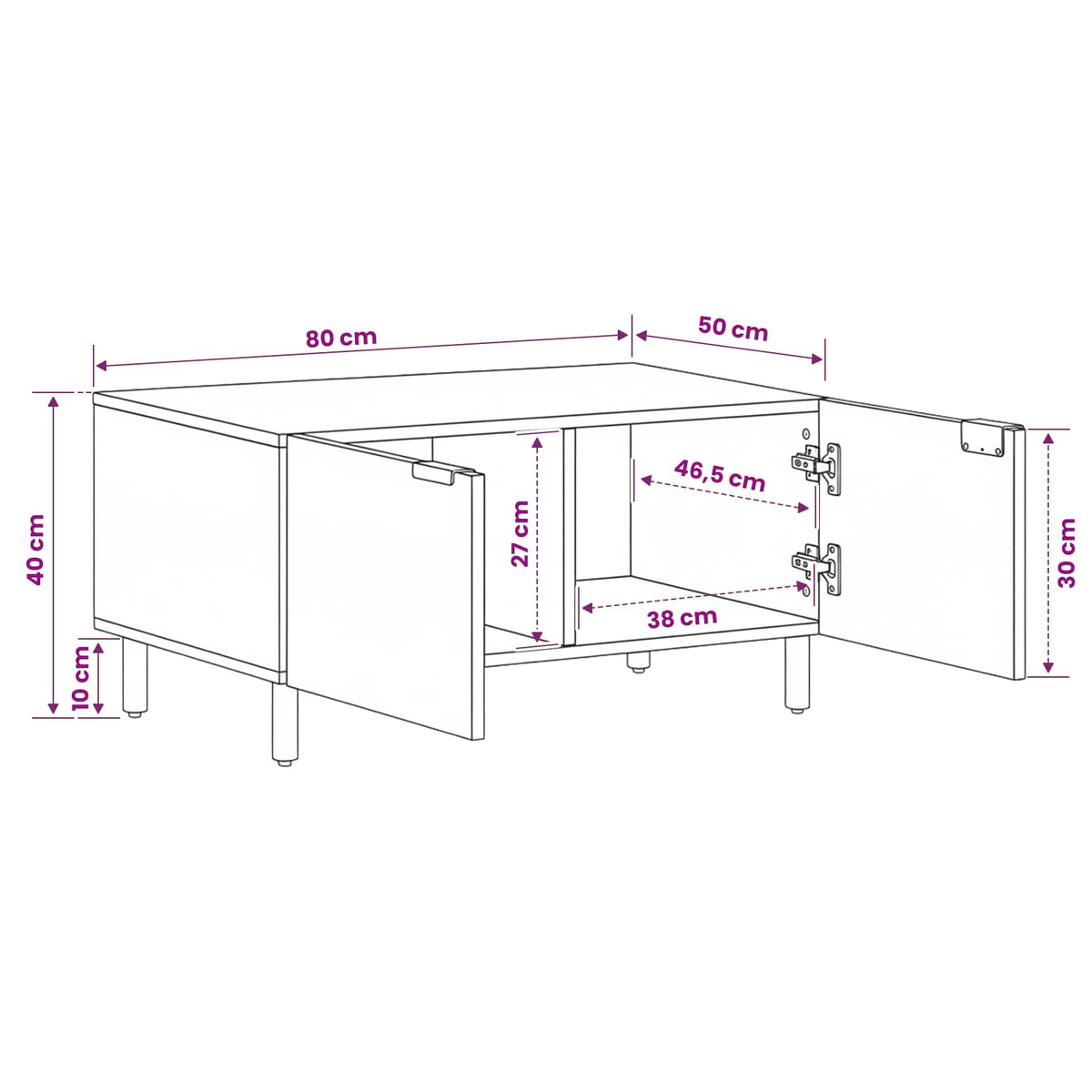 Coffee Table Brown 80 x 50 x 40 cm Solid Mango Wood