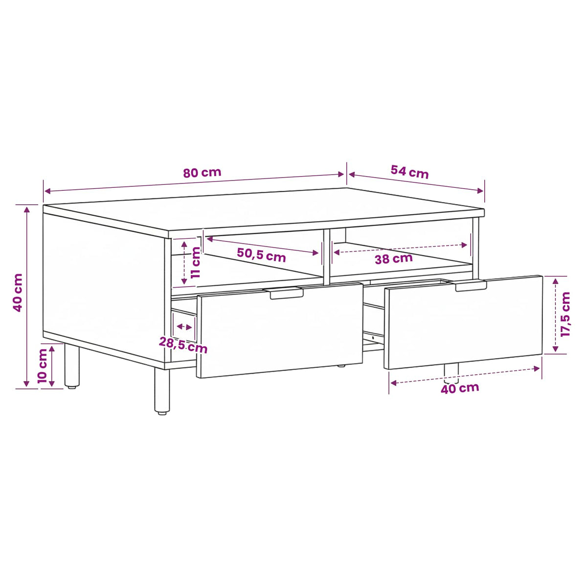 Coffee Table with Drawer Brown 80 x 54 x 40 cm Solid Mango Wood