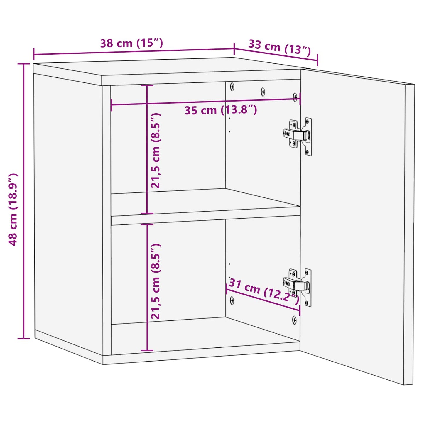 Bathroom Hanging Cabinet Brown 38 x 33 x 48 cm Solid Mango Wood