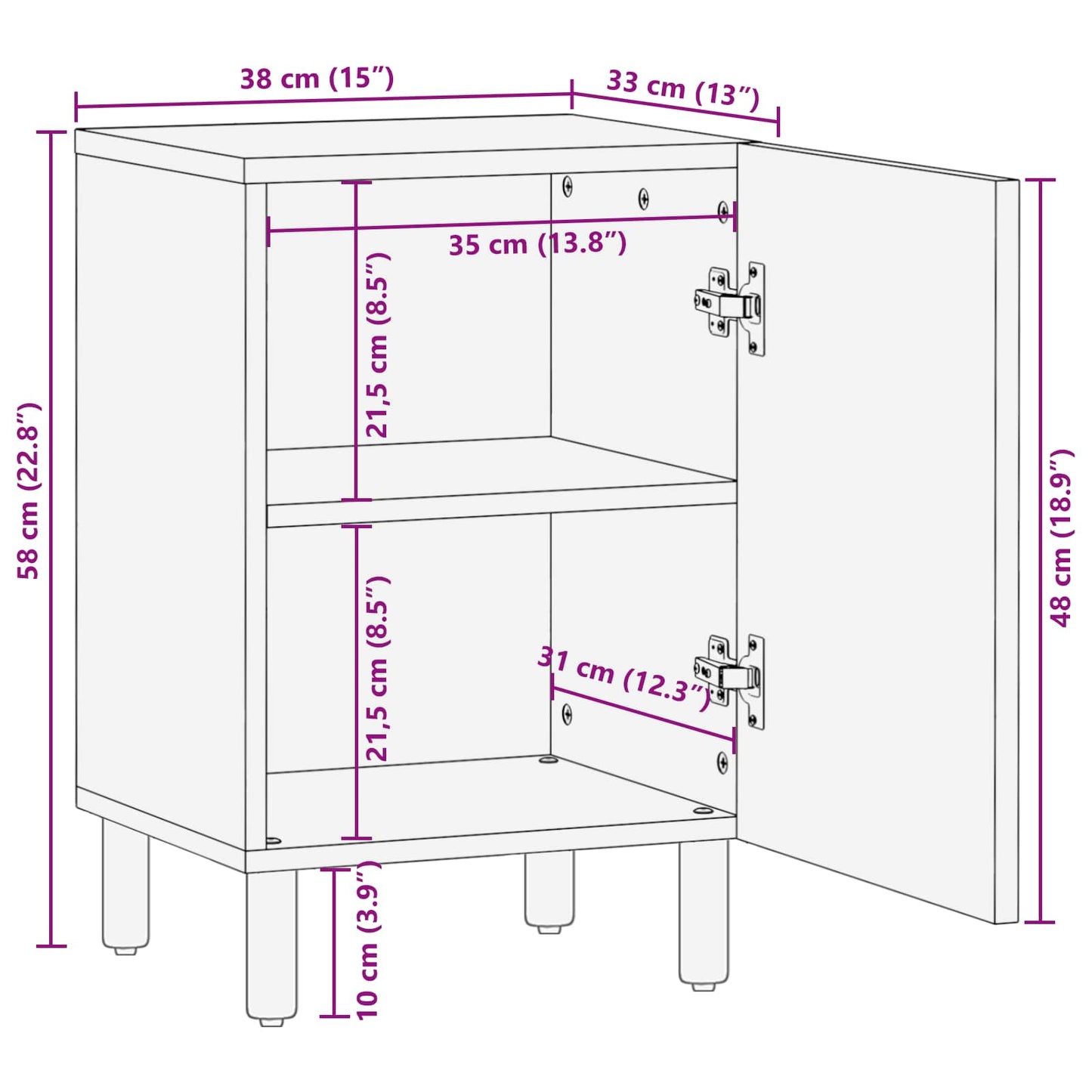 Bathroom Cabinet Brown 38 x 33 x 58 cm Solid Mango Wood