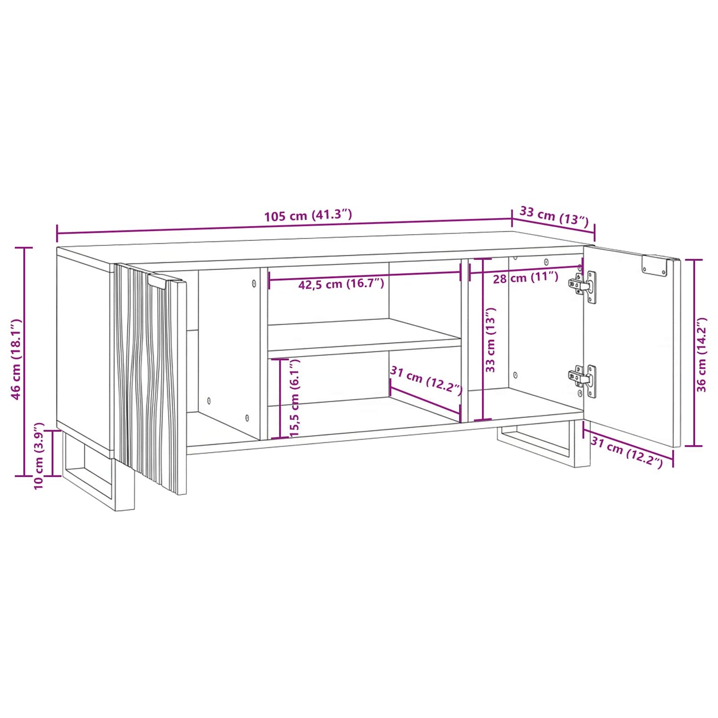 TV Units 105 x 33 x 46 cm Brown Engineered Wood